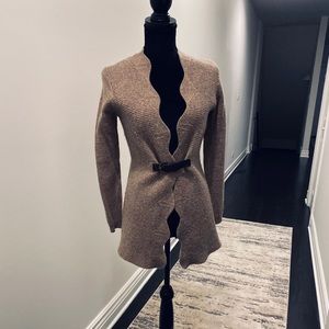 Cynthia Rowley Belted Brown Wool Blend Cardigan